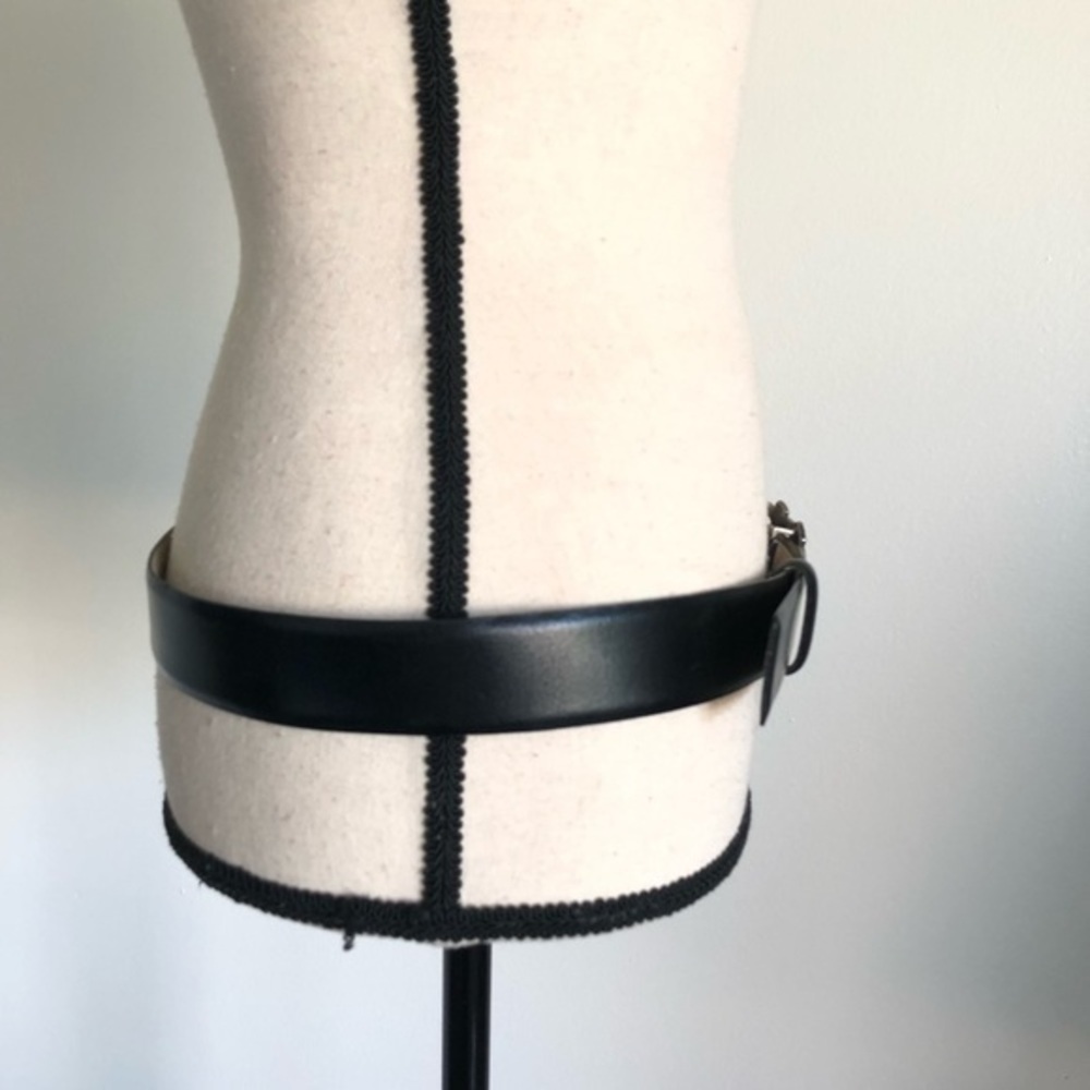 Vintage 80'S  Western Genuine Black Leather Belt - Picture 2 of 7